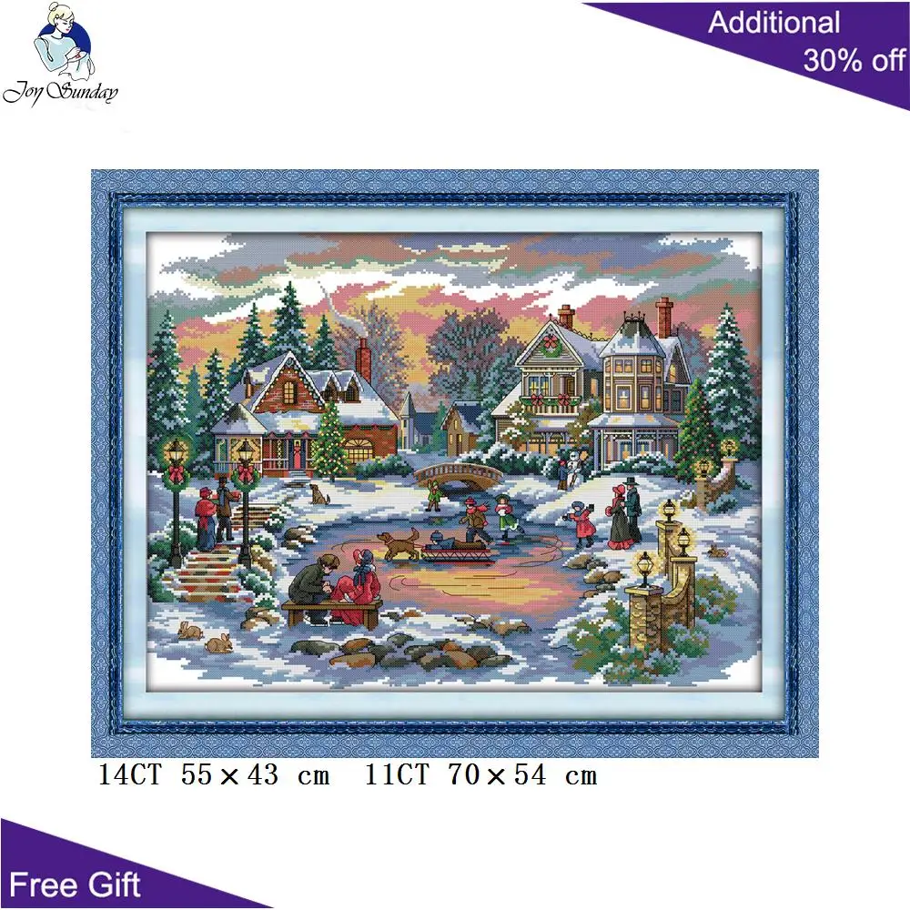 

Joy Sunday Christmas Embroidery DIY F771 14CT 11CT Counted and Stamped Home Decor Treasure Time Christmas Cross Stitch Kits