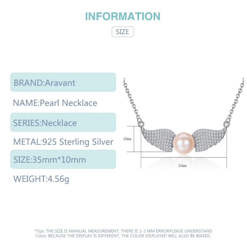 

Freshwater Pearl 925 Sterling Silver Angel Wing Pendant Necklace For Women Pearl Necklace Fine Jewelry