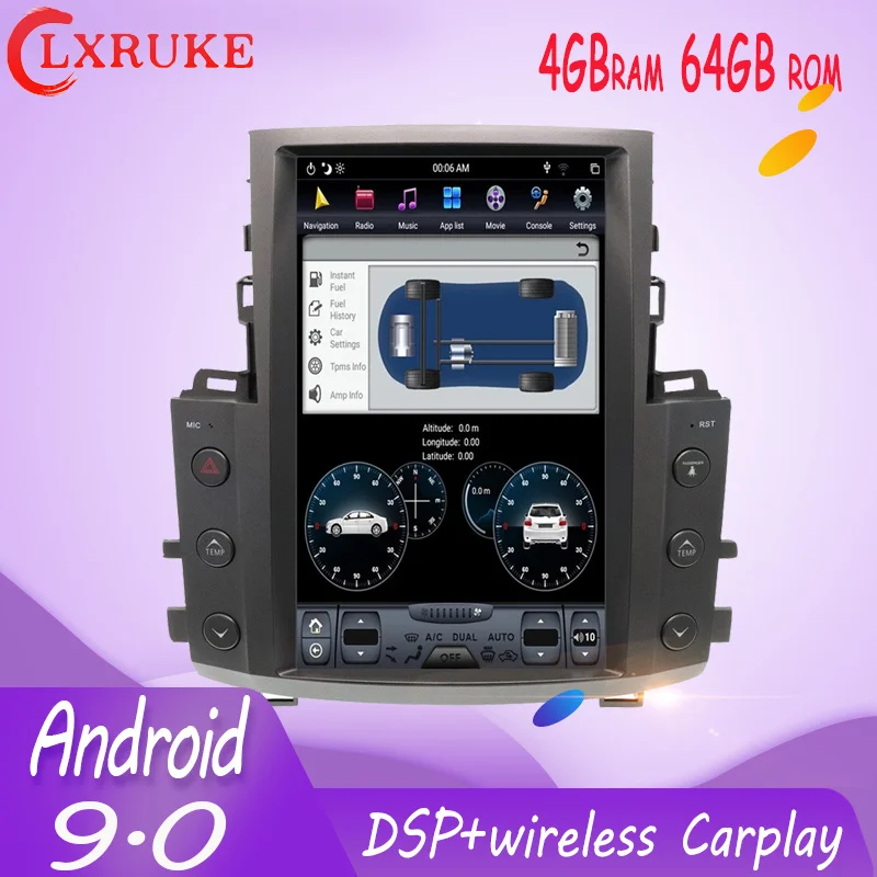 

Экран Tesla, Android 9,0, 4 + 64 ГБ, для Lexus LX570 2007-2015, GPS-навигация, автомобильный стерео радиоплеер, рекордер, головное устройство DSP Carplay