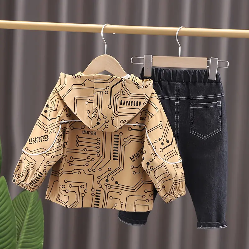 Los ni&ntilde;os de primavera ropa Casual beb&eacute; ni&ntilde;os ni&ntilde;as sudaderas con capucha abrigo chaqueta camiseta pantalones 3 unids/set ni&ntilde;os ch&aacute;ndal infantil 1, 2, 3, 4 5 a&ntilde;os-4