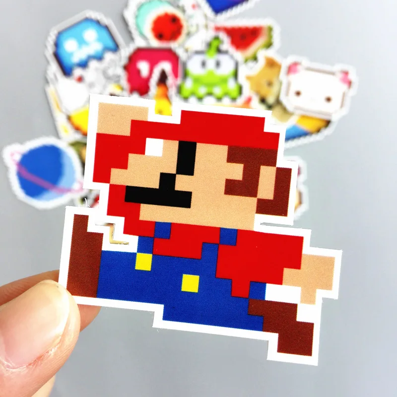 25 шт. наклейки для игрушек nintendo pixel в мультяшном стиле автомобиля мотоцикла