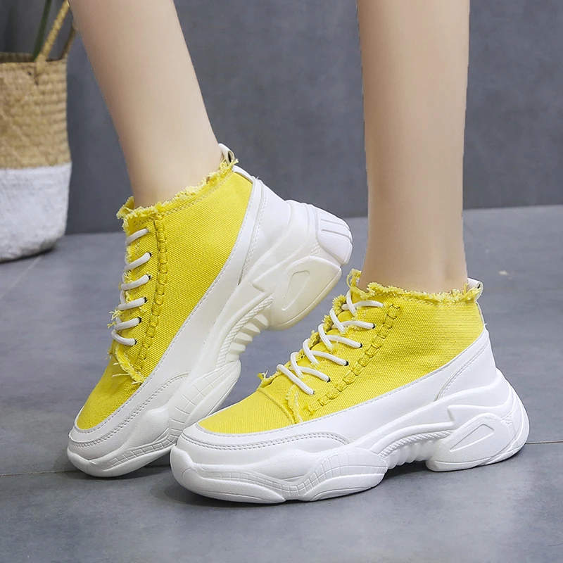 Rimocy/Новинка 2019 года женская парусиновая обувь модные кроссовки на толстой