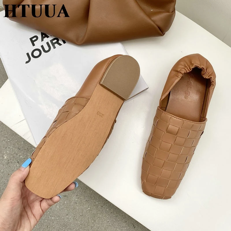 Новинка 2020 осенняя женская обувь HTUUA с квадратным носком винтажные мягкие