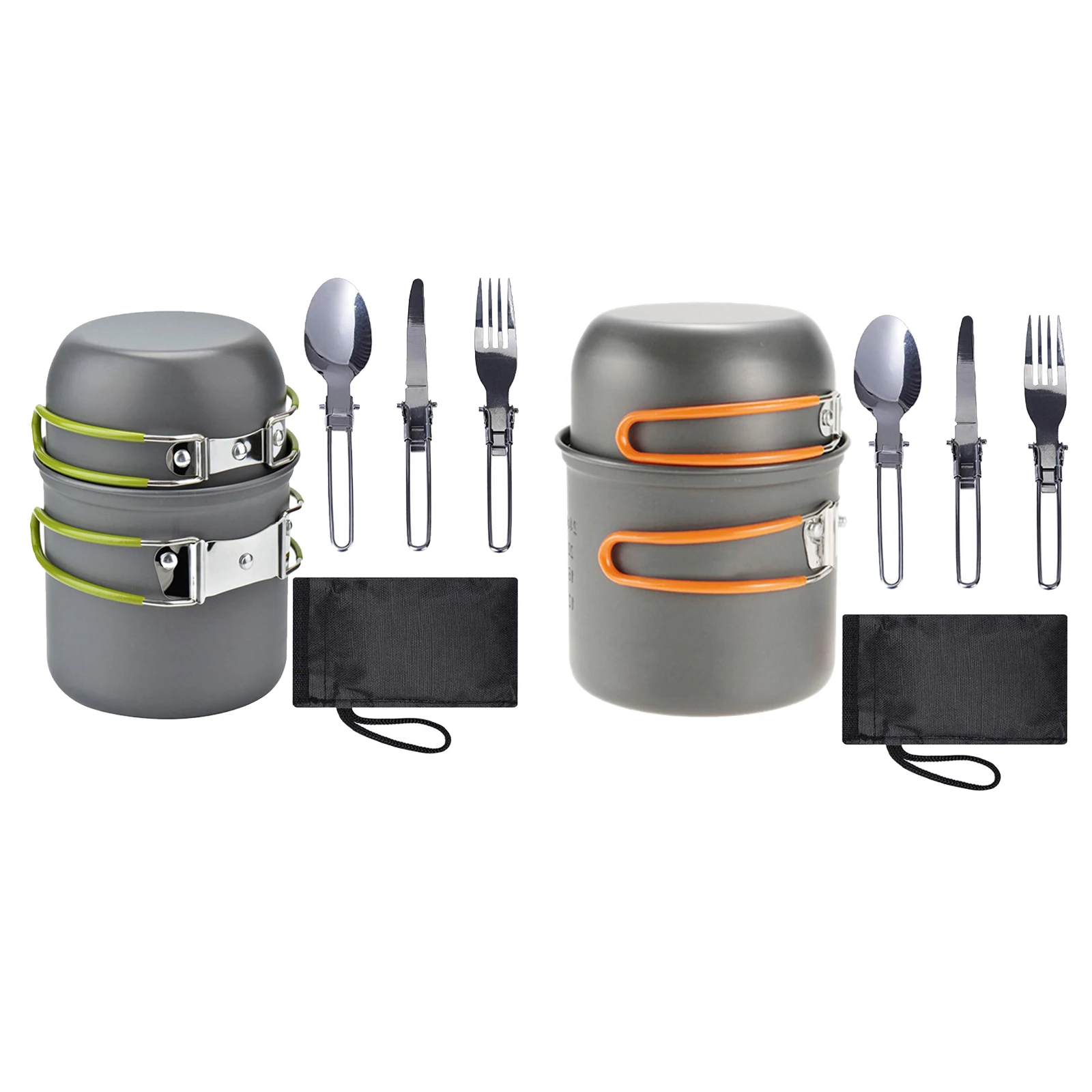 

Portable Camping Cookware Set (Pot, Pan Bowl), Outdoor Picnic BBQ Folding Cutlery Kits including Foldable Fork, Spoon and Knife