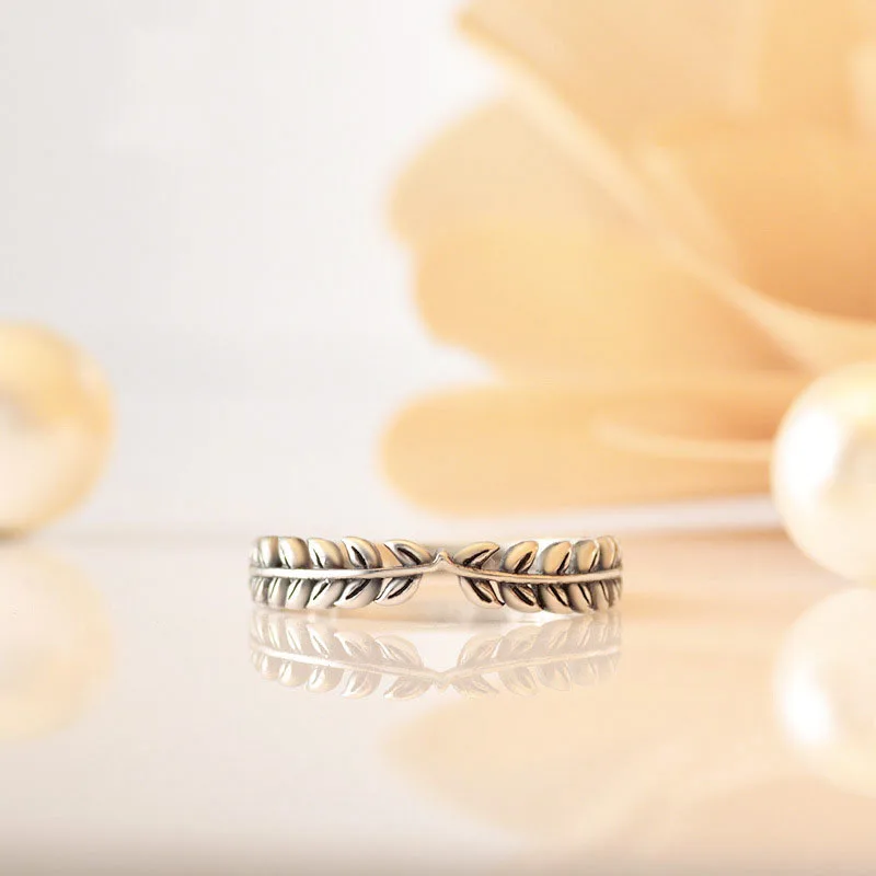 2020 Новое 925 пробы Серебряное простое темпераментное кольцо из ивы и