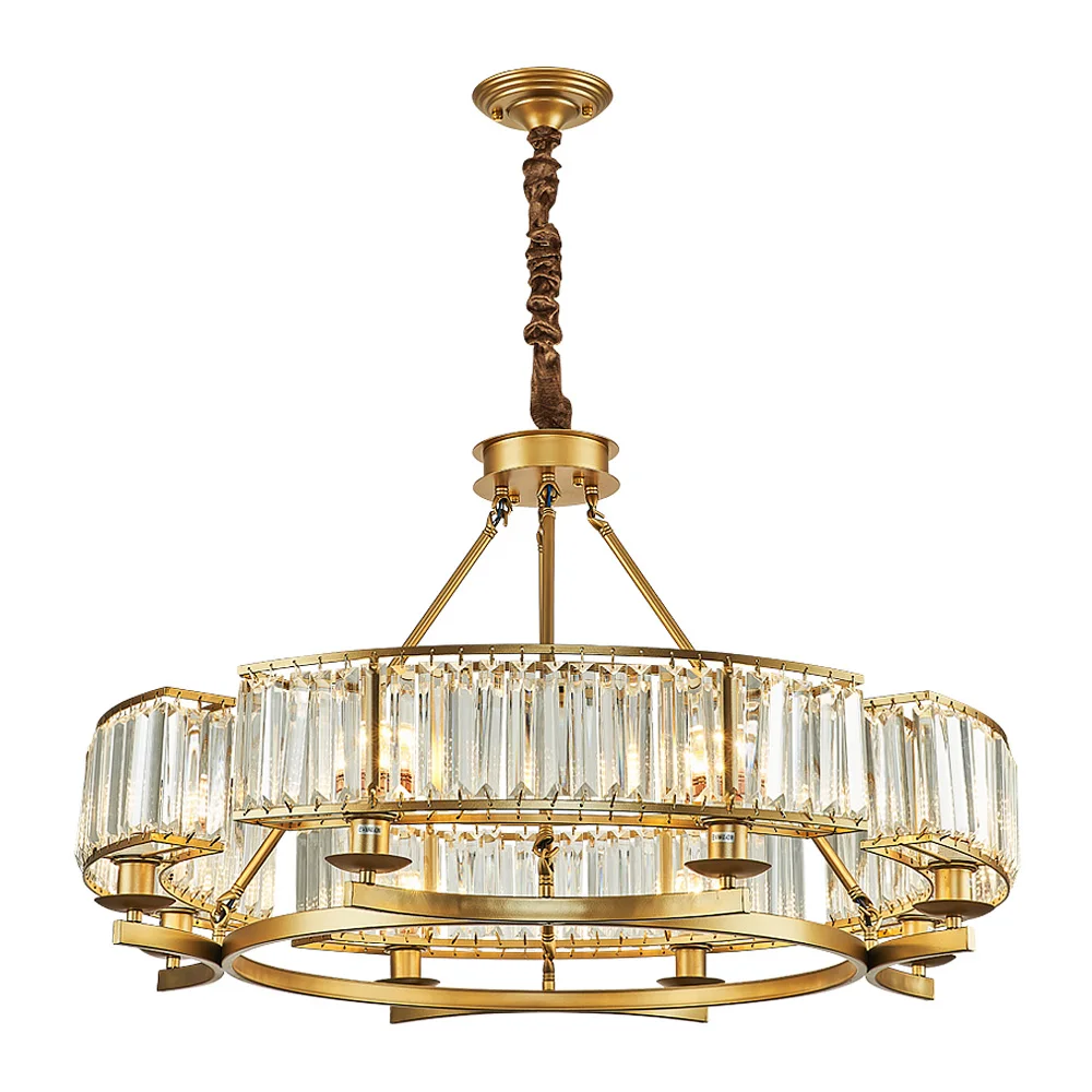 Новая золотая круглая хрустальная люстра Fss светильник для гостиной