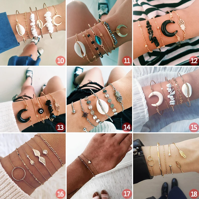 32 стили Бохо модные ракушка сердце с украшением в виде кристаллов лист стрелка