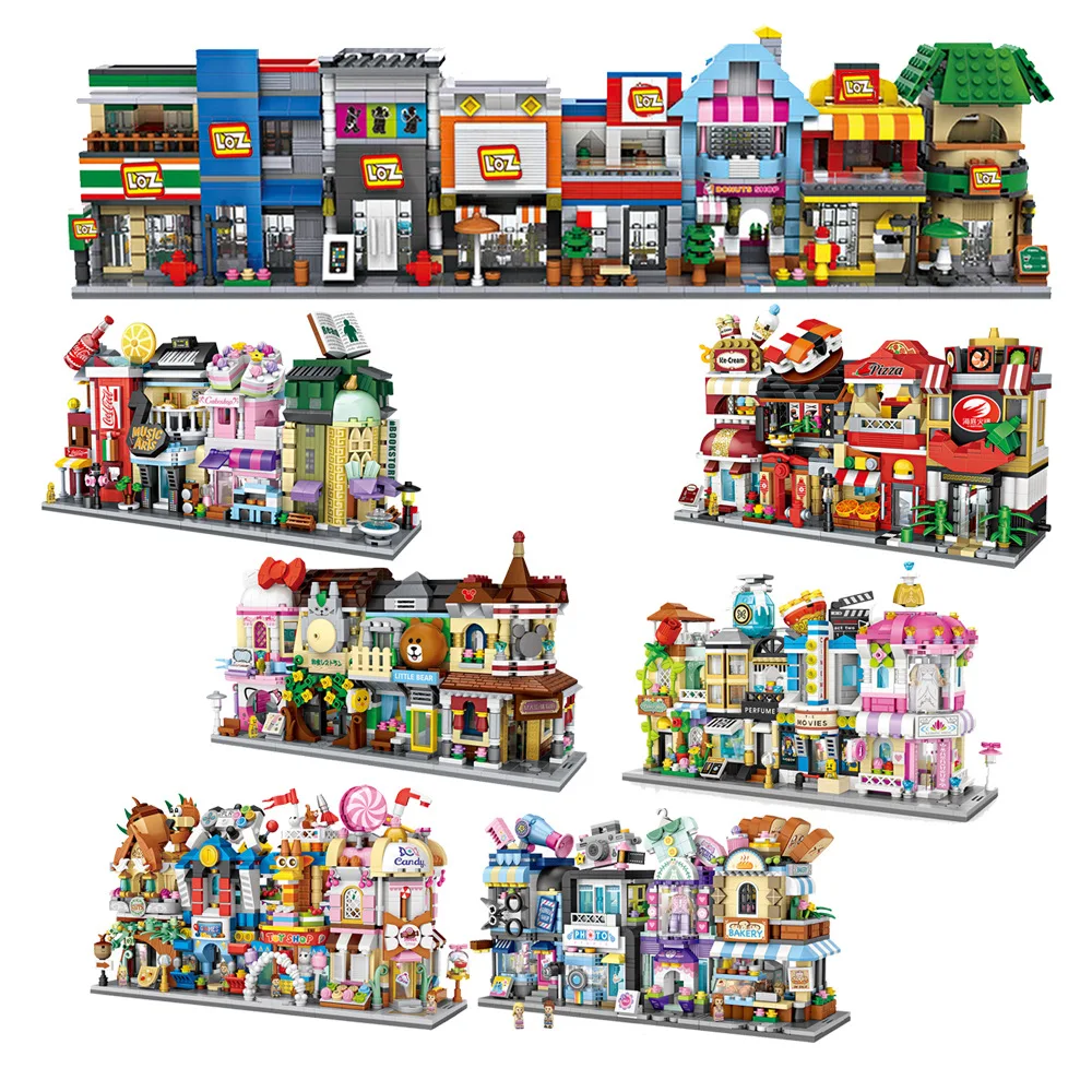Mini bloques de construcci&oacute;n de LOZ Street para ni&ntilde;os, juguetes de construcci&oacute;n, rompecabezas, regalo para adultos, sin caja, 4 unids/set-1