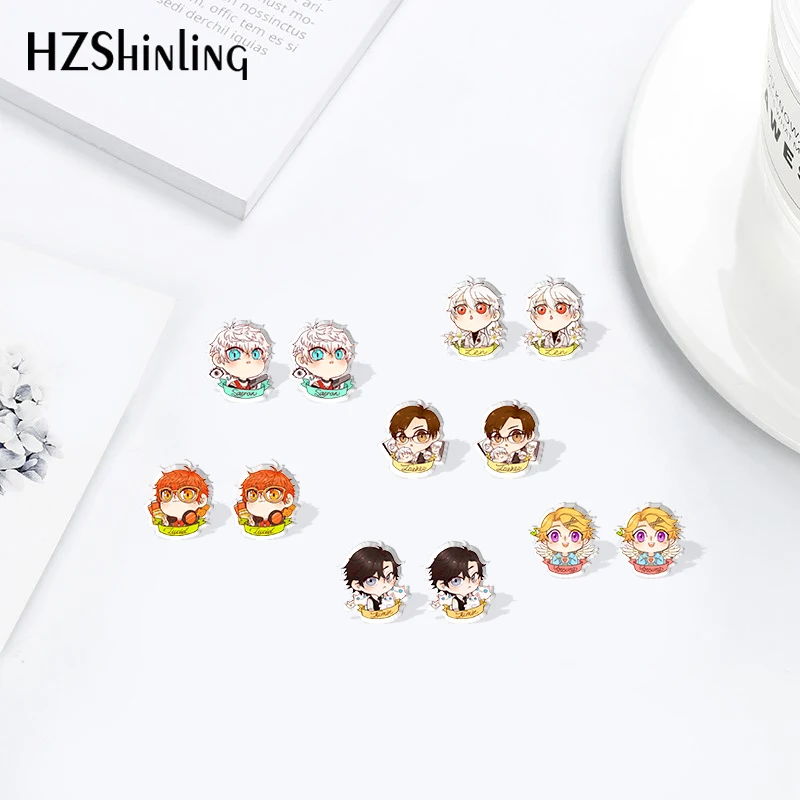

2021 Mystic Messenge Cartoon Anime Heat Stud Earrings Acrylic Resin Epoxy Jewelry for Girls
