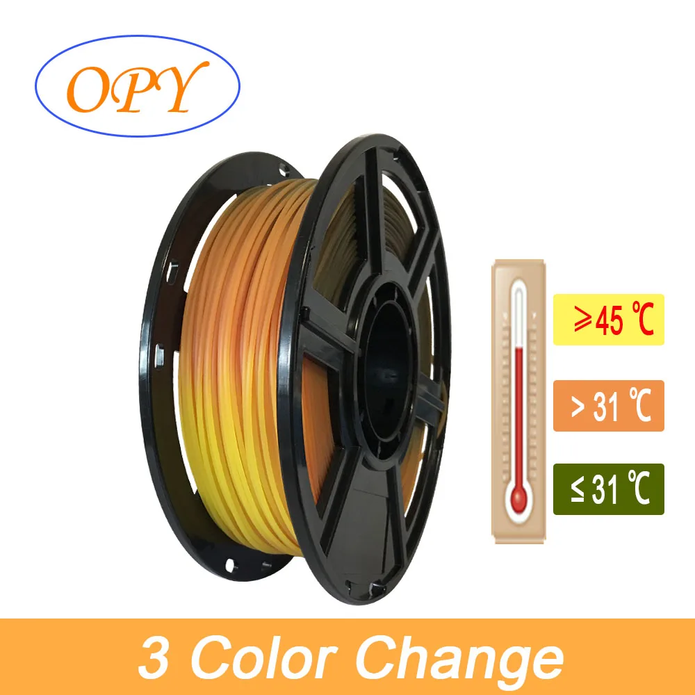 

Air Temperature 1.75 mm Meter 3 Color Change Pla Gradient Supplies 3D Printer Grey Orange Yellow Red Pen 1kg 10m 100g Sample