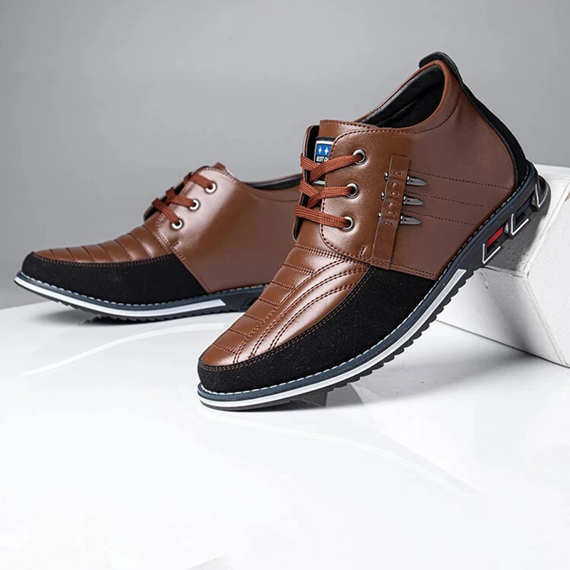 

Мужская Осенняя Повседневная Удобная обувь с высоким верхом, кожаная дышащая Классическая обувь, мужская деловая уличная однотонная обувь