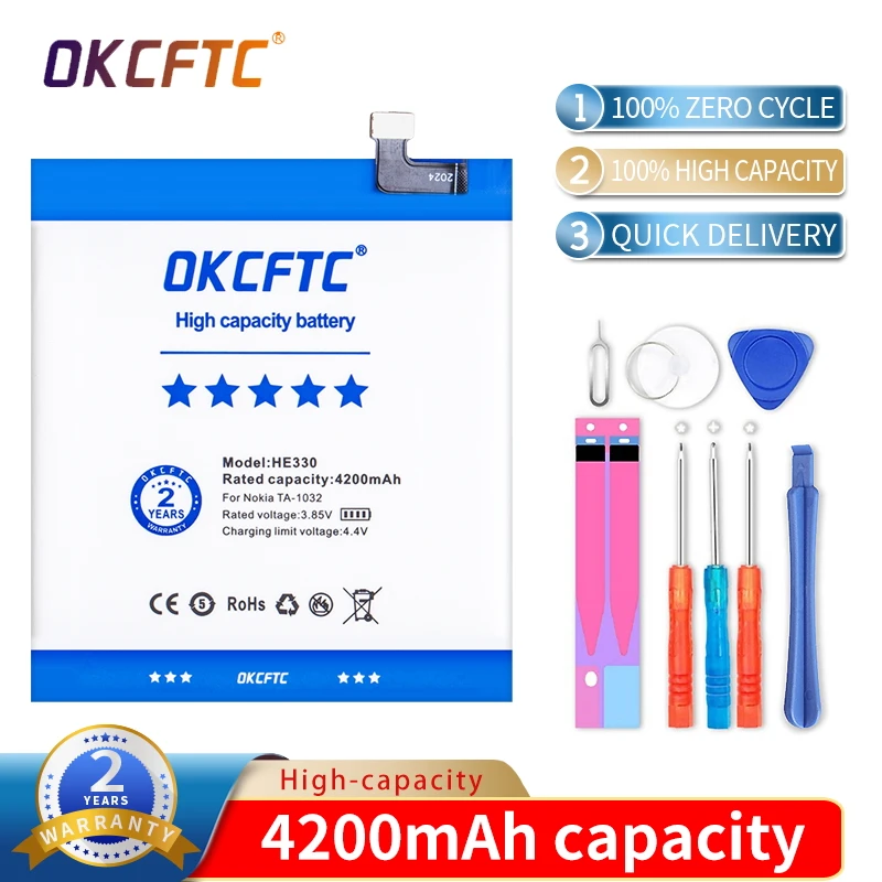 

4200mAh HE330 Good Quality Battery For Nokia 3 DUAL TA-1032 HE 330 Mobile Phone Batteries Free tools