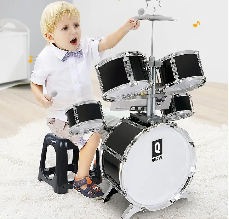 

5pcs Drums+1pcs Cymbals Set Jazz Drums Music Toys Percussion Instruments Electronic Roll Up Drum Set Kit For 3-6 Years
