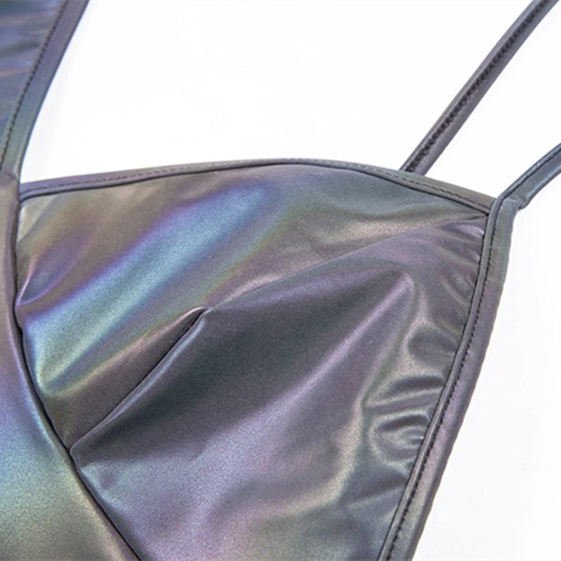 Новый хит продаж Женский сексуальный глубокий V лазерный светоотражающий жилет