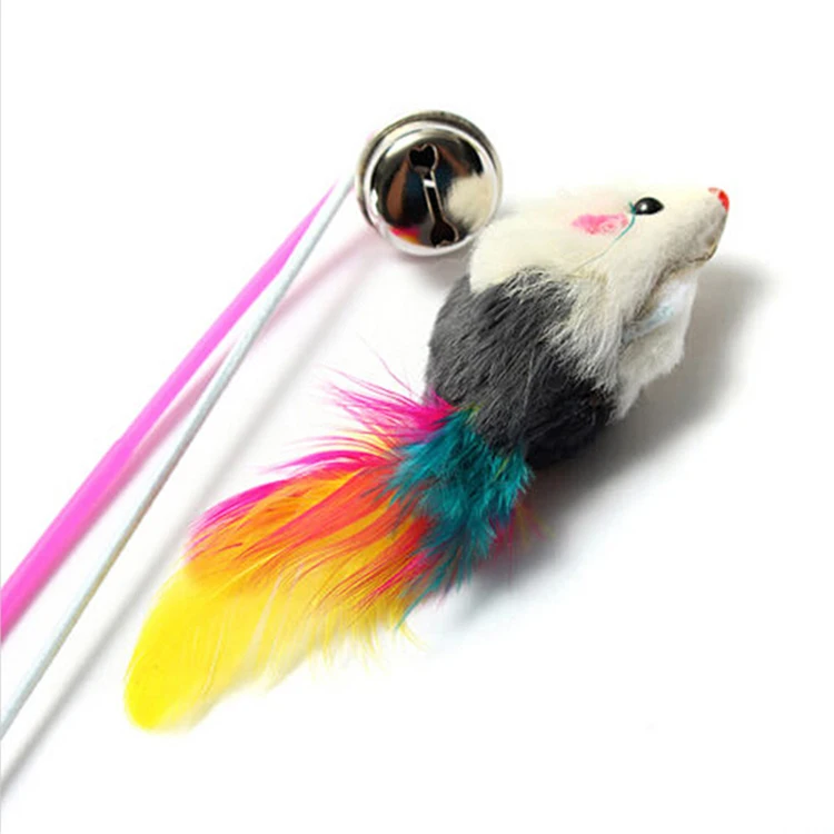 

1PC Pet Cat Toy Cute Design Steel Wire Feather Teaser Wand Plastic Toy For Cats Color Multi Products For Pet
