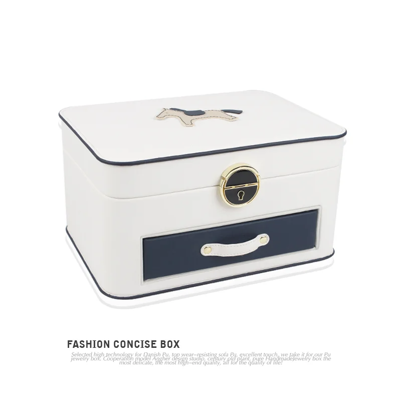 

Multi-layer Large Jewelry Box Jewelry Receiving Box Ear Ring with Locking Mirror Korea Multi-function Case for Jewelry Gift Box