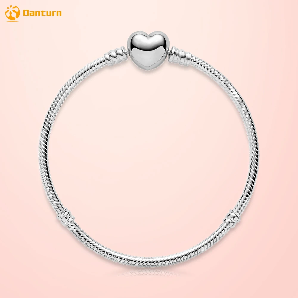 Женский браслет из серебра 925 пробы с застежкой в виде сердца | Украшения и