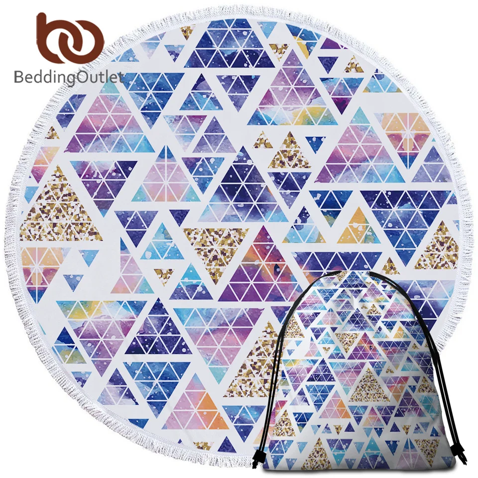 

BeddingOutlet Оригинальное пляжное полотенце со шнурком, рюкзак, стильное круглое пляжное одеяло с геометрическим рисунком, акварельный Коврик для йоги, банное полотенце