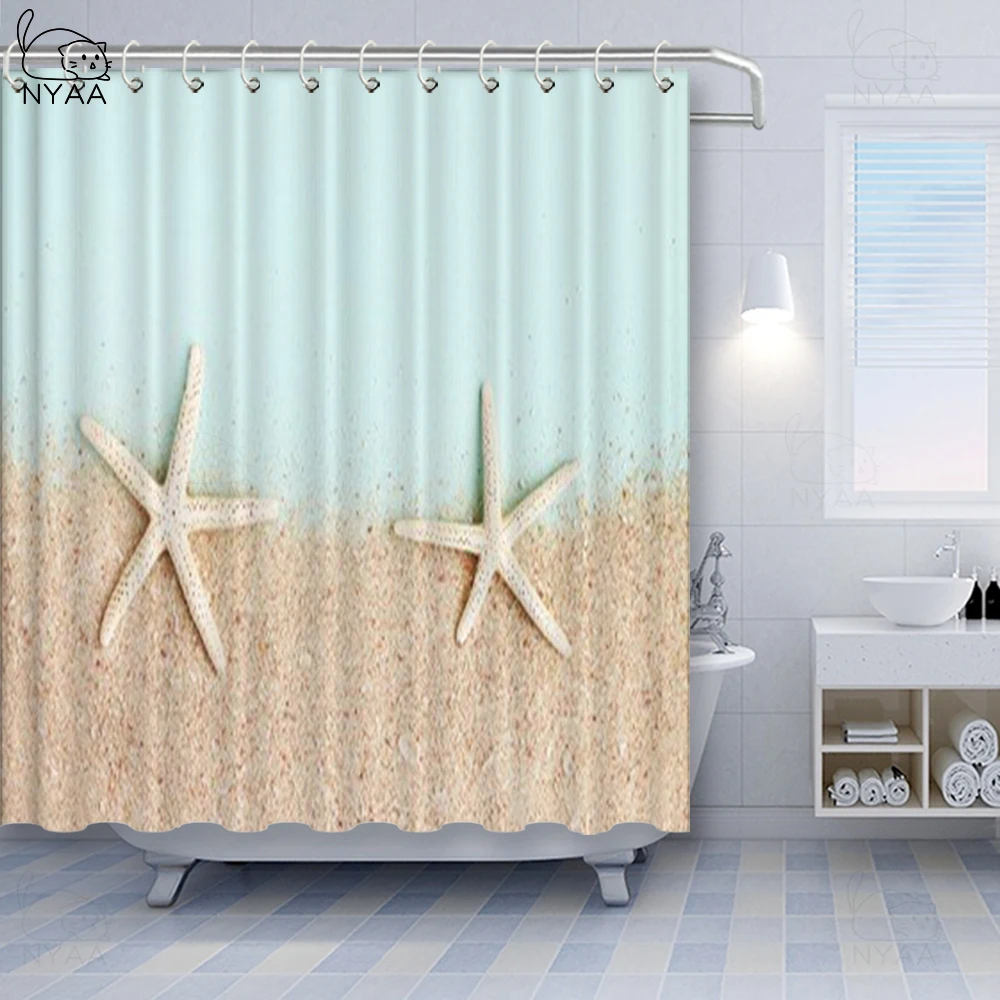 Водонепроницаемая морская 3d занавеска для душа Nyaa с рисунком морских ракушек