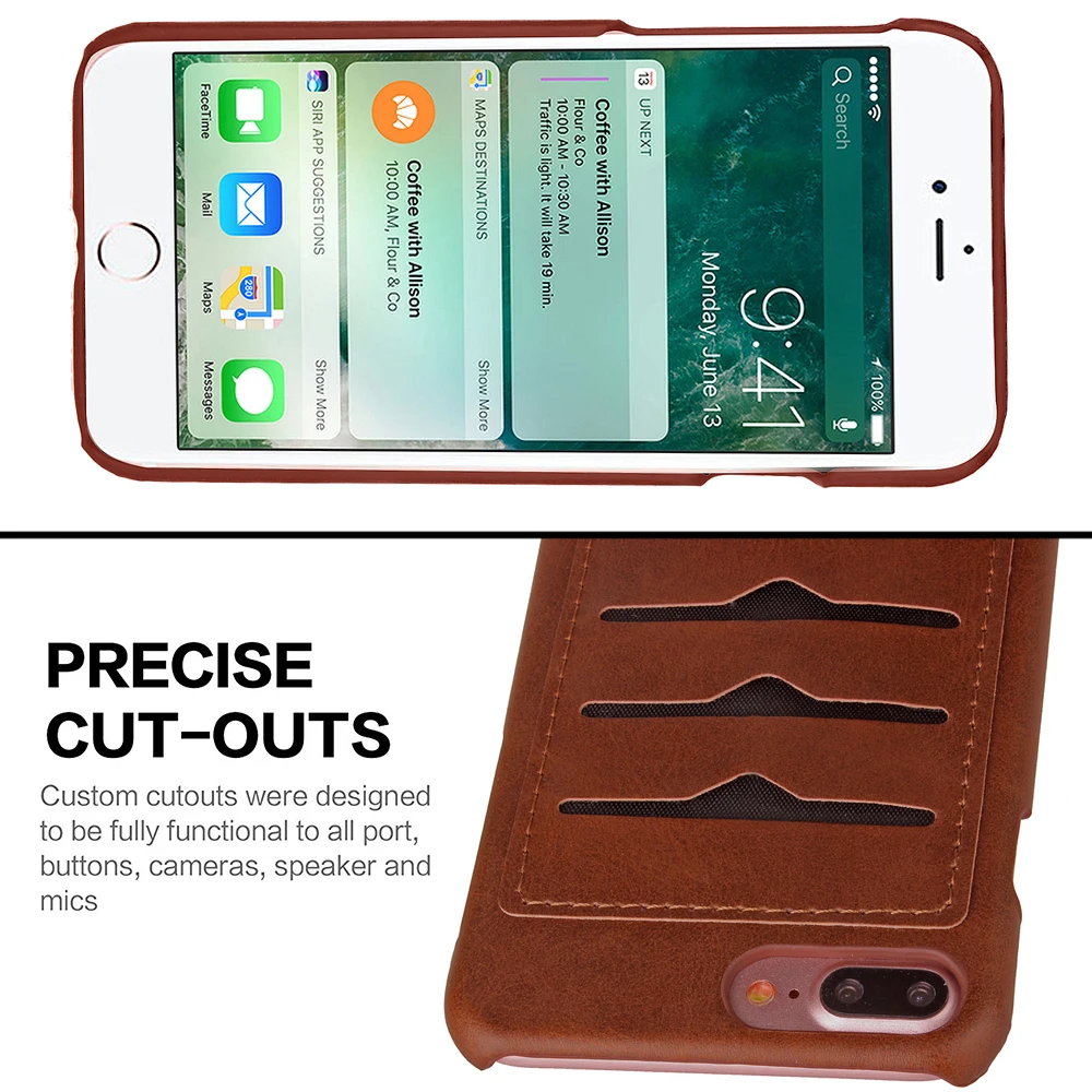 Противоударный чехол для телефона s для iPhone 5, 5S, SE, 6, 6 S, 7, 8 Plus, X, 10, кожаный держатель для карт, гибридный, полный защитный чехол для iPhone 7, противоударный