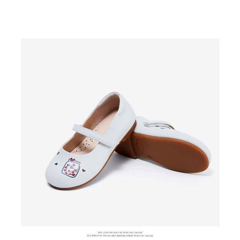 Весенняя Новинка детская обувь принцессы на плоской подошве с сердечками