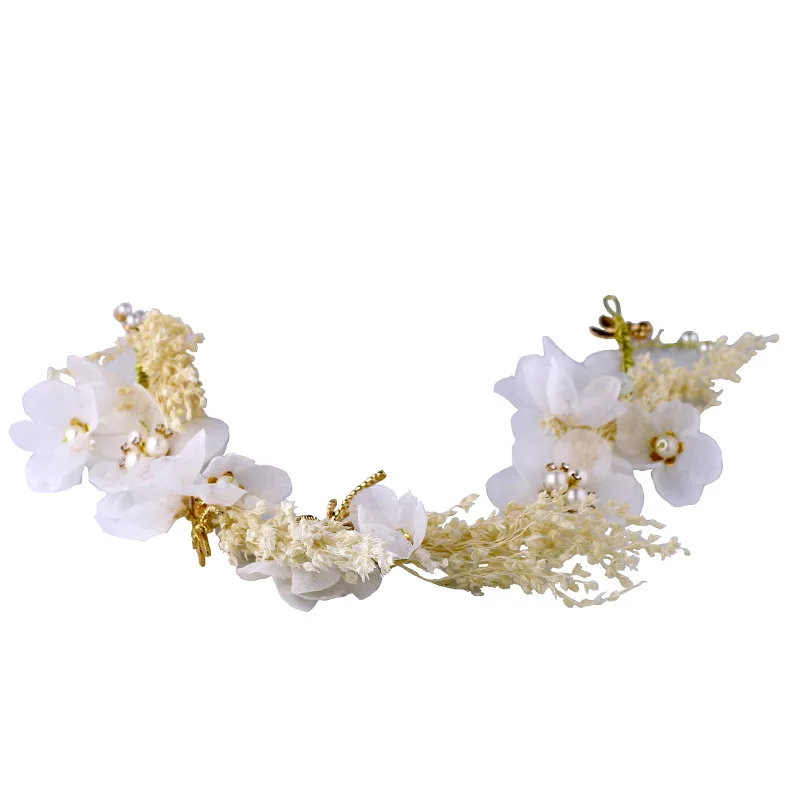 

1pcs New Women Girl White Flower Crown Hay New Wedding Bridal Artificial Flower Headband Tiara Hair Floral Hair band @ME