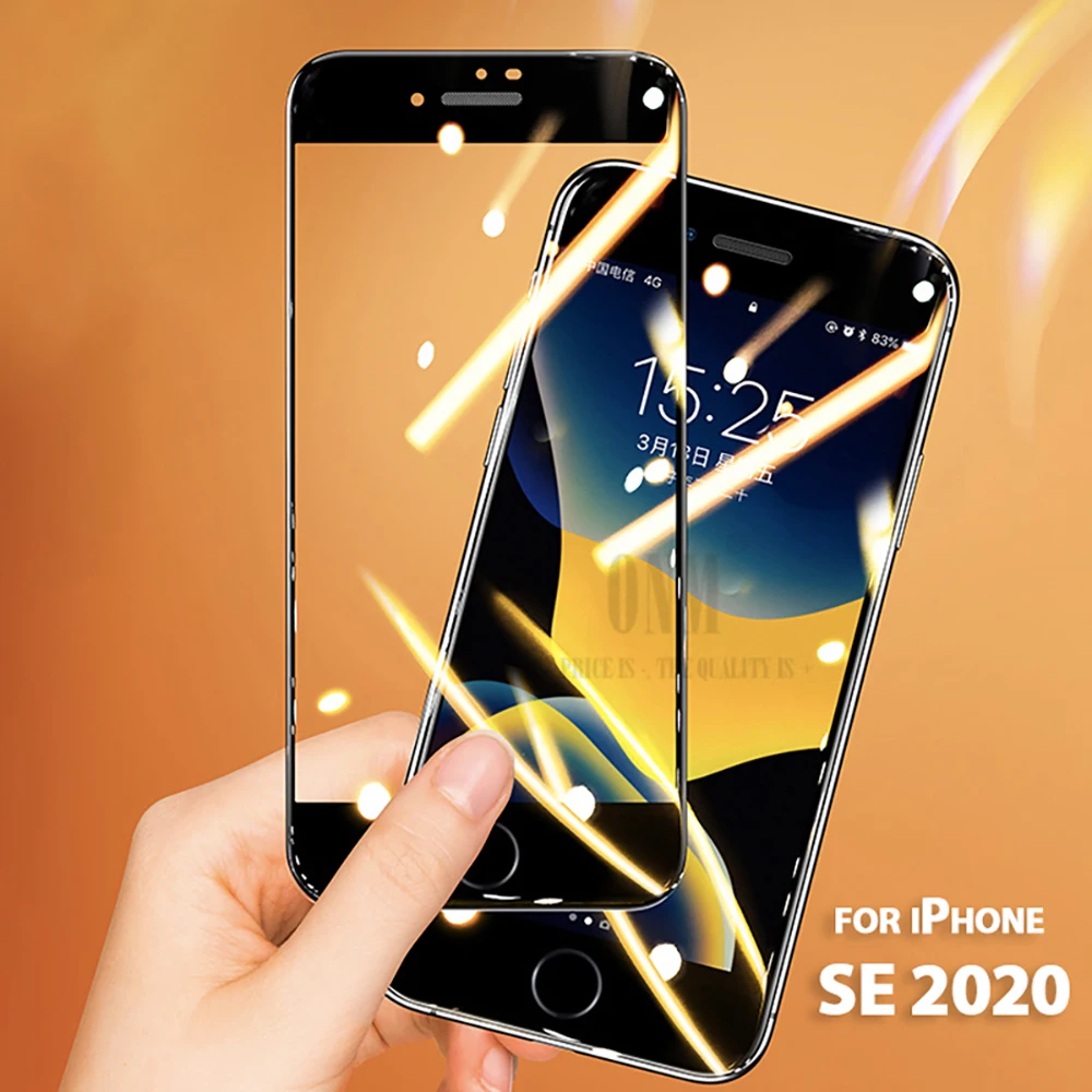 Полностью изогнутое закаленное стекло для iPhone SE 2020 Защита экрана 2 второе