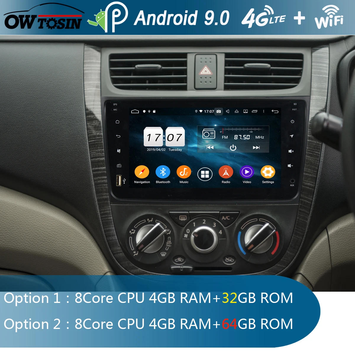 Автомобильный DVD-плеер 8 дюймов IPS 1280*720 ядер 4 Гб ОЗУ + 64 ПЗУ Android 9 0 для Suzuki Alto Celerio