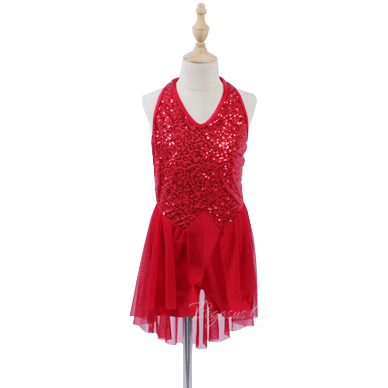 

Kids Girls Ballet Tutu Dress Red Shiny Sequins Ballet Leotards Children Gymnastics Leotard Stage Dance Costume DNV13608