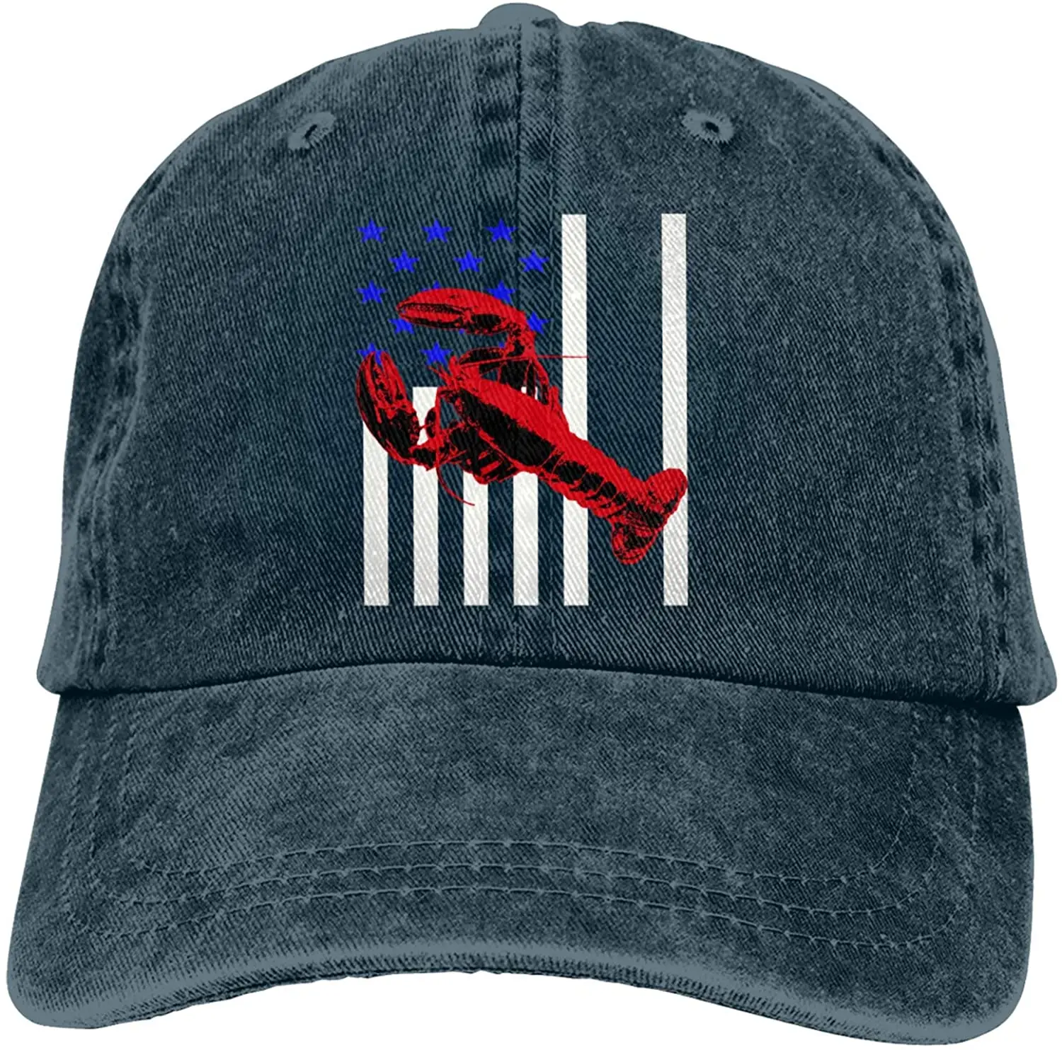 

Lobster USA Flag Sports Denim Cap Adjustable Unisex Plain Baseball Cowboy Snapback Hat
