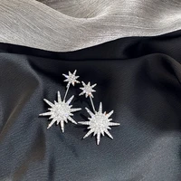 ustar fashion korean star rhinestone stud earrings double side silver color full crystal earring for women fashion jewelry gifts