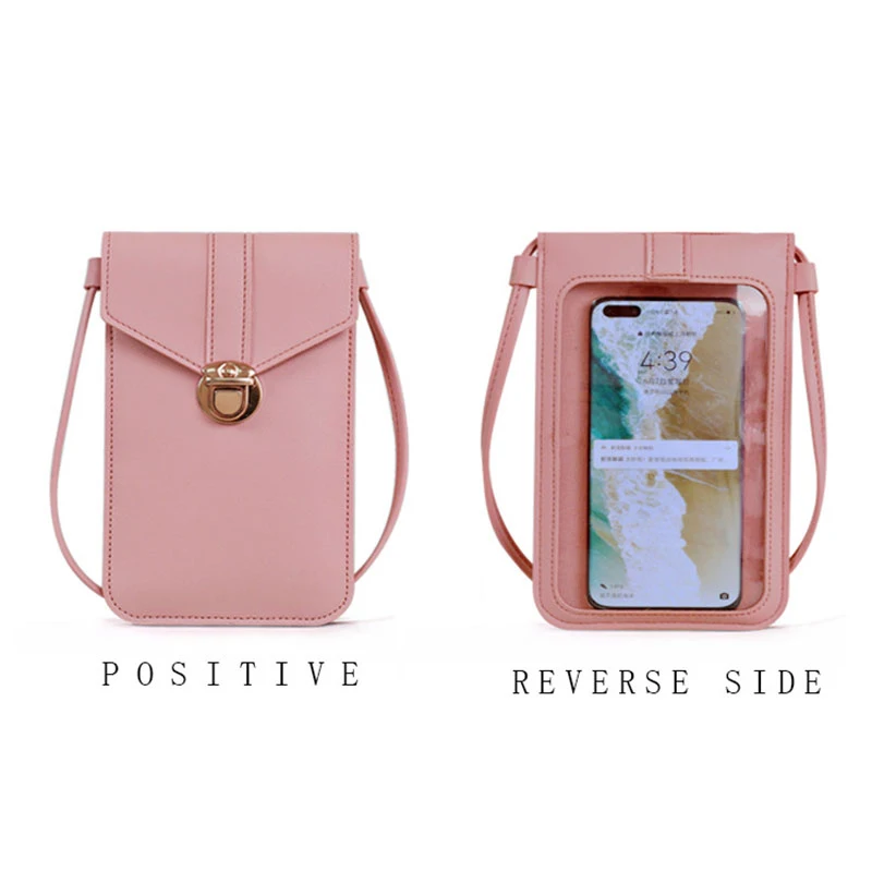 

Women Wallet Touchable Screen PU Shoulder Bag Mobile Phone Big Card Holders Wallet Handbag Pockets Girls Mini Messenger Purse