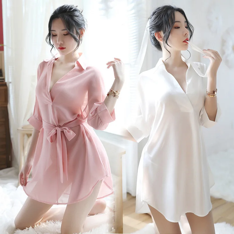 Пижама халат женское сексуальное нижнее белье прозрачный кружевной шифоновый