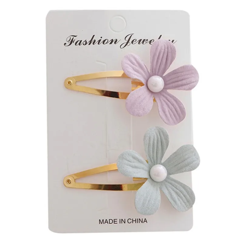 Заколки для волос девочек в форме милого цветка с жемчугом набор заколок детская
