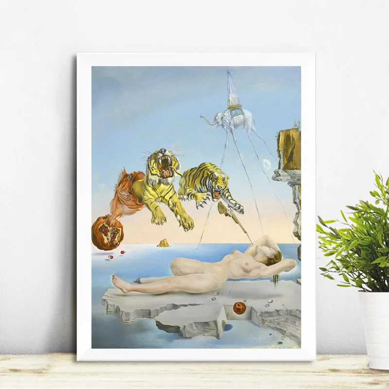 

Tiger,Elephant,Girl Salvadoer Dalies Canvas Posters Prints Wall Art Painting Decorative Picture Modern Bedroom Home Decoration
