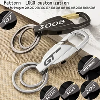 for peugeot gt106 108 206 208 306 308 gt3008 5008 accessories lettering car keychain key chain key ring waist hanged key holder