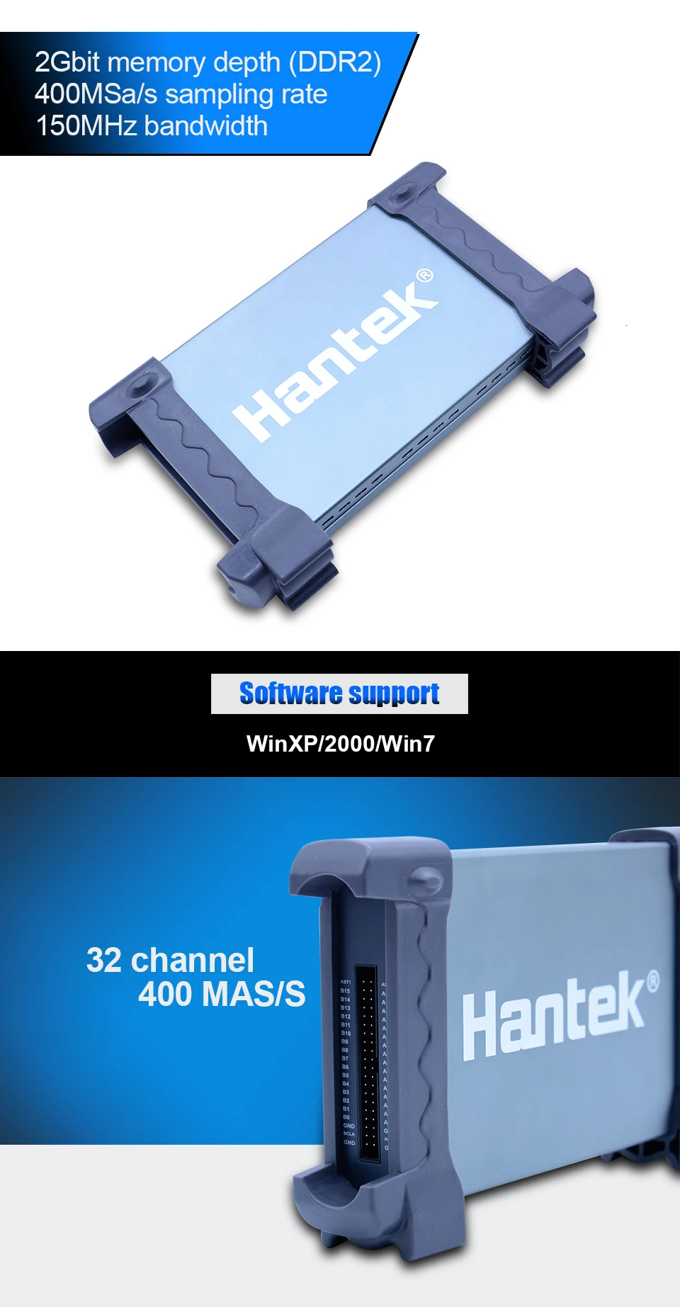 Hantek 4032L PC USB логический анализатор 2 Гбит Глубина памяти 150 МГц полоса пропускания 32 канала Осциллограф США/ЕС разъем