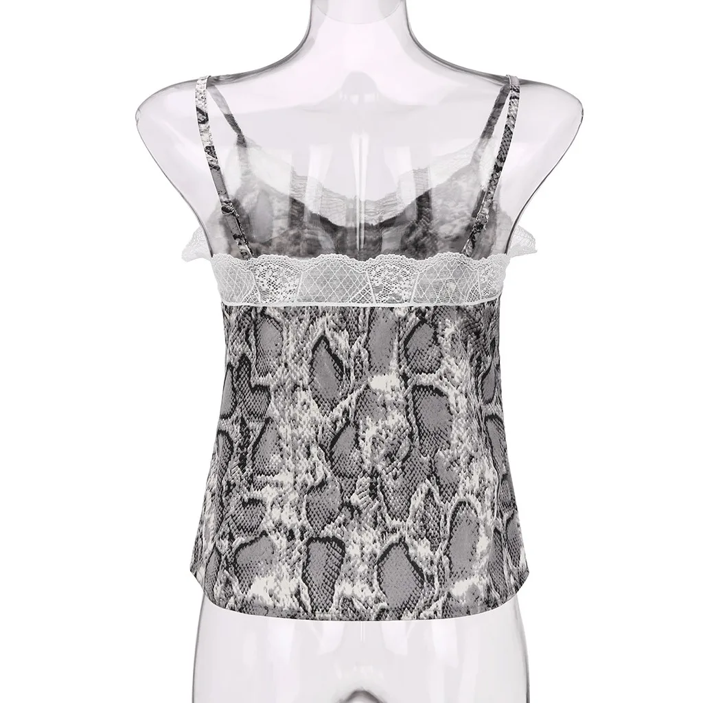 Женский атласный жилет со змеиным узором без рукавов с v-образным вырезом