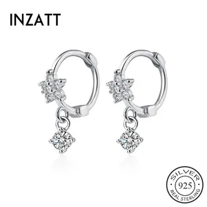 Женские серьги-кольца цветок INZATT из настоящего серебра 925 пробы с цирконием, изящные вечерние минималистичные аксессуары