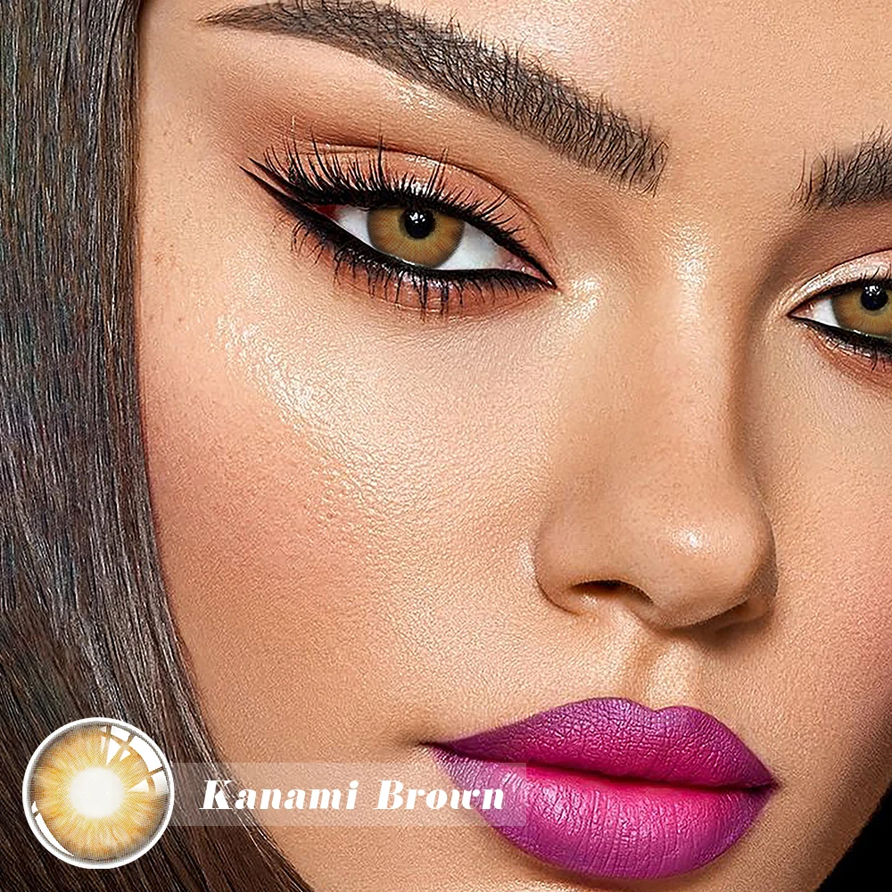 freshlady 1 pair color contact lenses for eyes brown soft yearly use lens beautiful pupils new pattern with contact lens case free global shipping