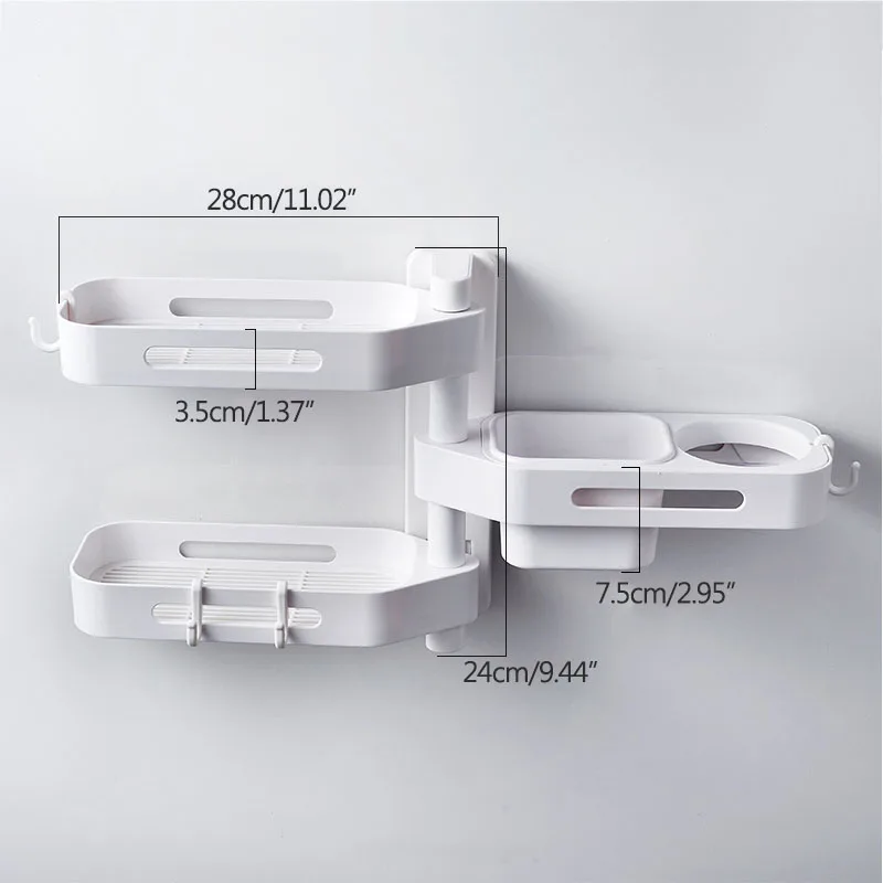 

Storage Rack Bathroom Shelf Free Punching Bathroom Three-Tier Storage Rack Plastic Multifunctional Suction Cup Bathroom Hair Dry