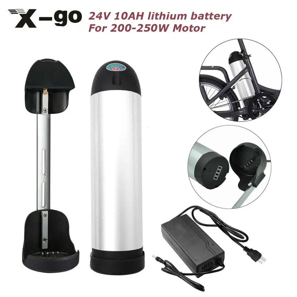 

Xgo 24V 10AH литий-ионный аккумулятор 240Wh для 250W 350W Серебряная бутылка крепление пластина зарядное устройство для электрического велосипеда E-Bike ...
