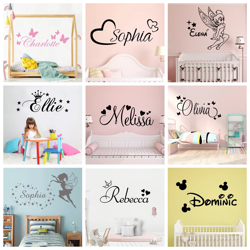 Colorful Custom Name Wall Sticker Vinyl Decal For Babys Room Personalized Stickers Wallpaper Kids Bedroom Decor Wall Decals
