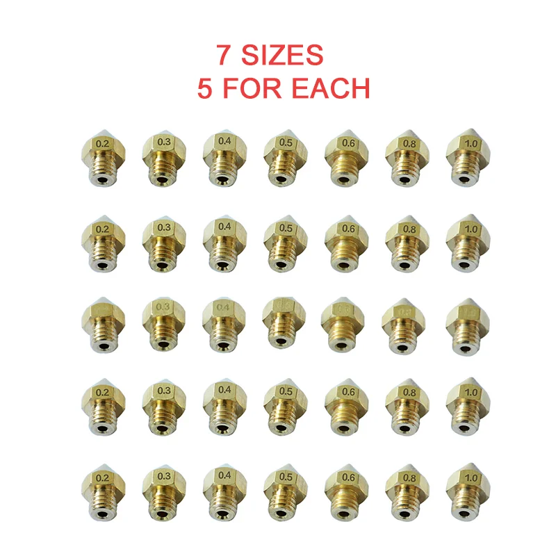 5 pcs Tronxy качественный продукт M6 с зажимом медной проволоки насадка 3D-принтеры частей 0,2 0,3 0,4 0,5 0,6 0,8 1,0 мм Размеры насадка для 1,75 мм нити - Цвет: 5 pcs