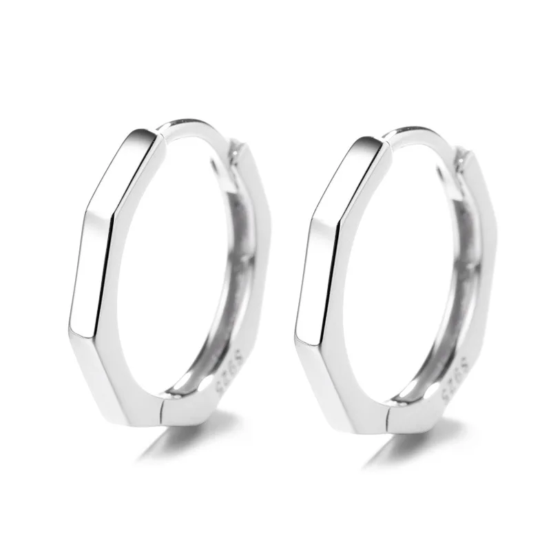 Женские Геометрические Восьмиугольные серьги каффы из серебра 925