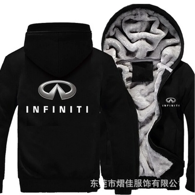 

Winter Hoodies Men Infiniti logo Jacket Thicken Warm Fleece cotton Zipper Raglan Coat Male Tracksuits hoodies men clothing