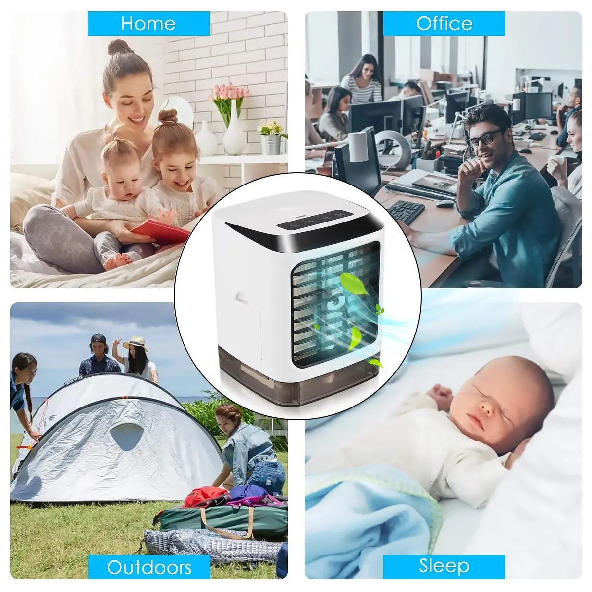 Satılık Taşınabilir HAVA SOĞUTUCU Fan Mini USB 7 Renk Işık Fan Klima Nemlendirici Arıtma Masaüstü Hava Soğutma Fanı Ofis Ev Için