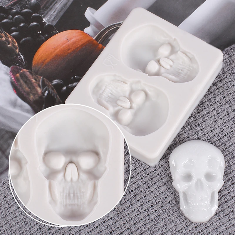 

3D Skeleton Head Skull Silicone DIY Chocolate Candy Molds Party Cake Decoration Mold Pastry Baking Decoration Tools High Quality