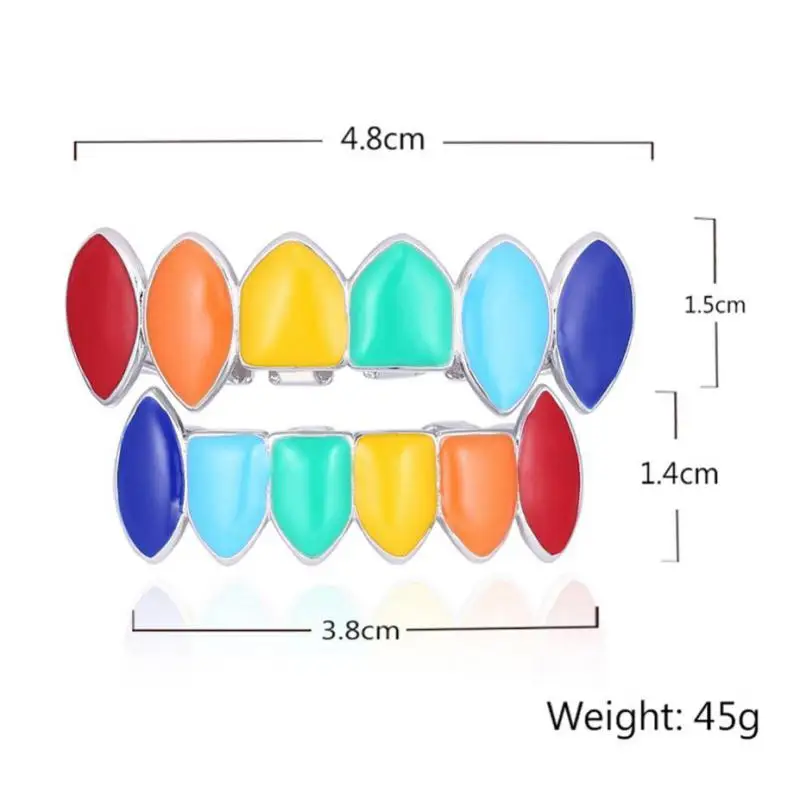 Хип-хоп позолоченный Красочный Радужный Клык верхний и нижний гриль | Украшения