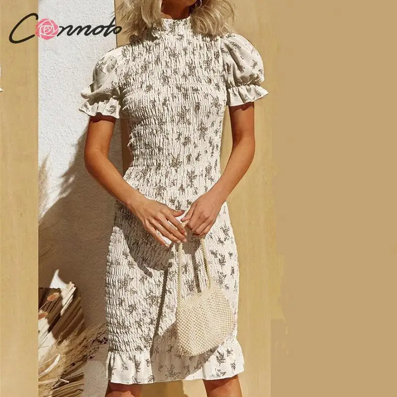 Conmoto Цветочные пляжные платья boho для женщин твист bodycon feminino платье Лето 2020